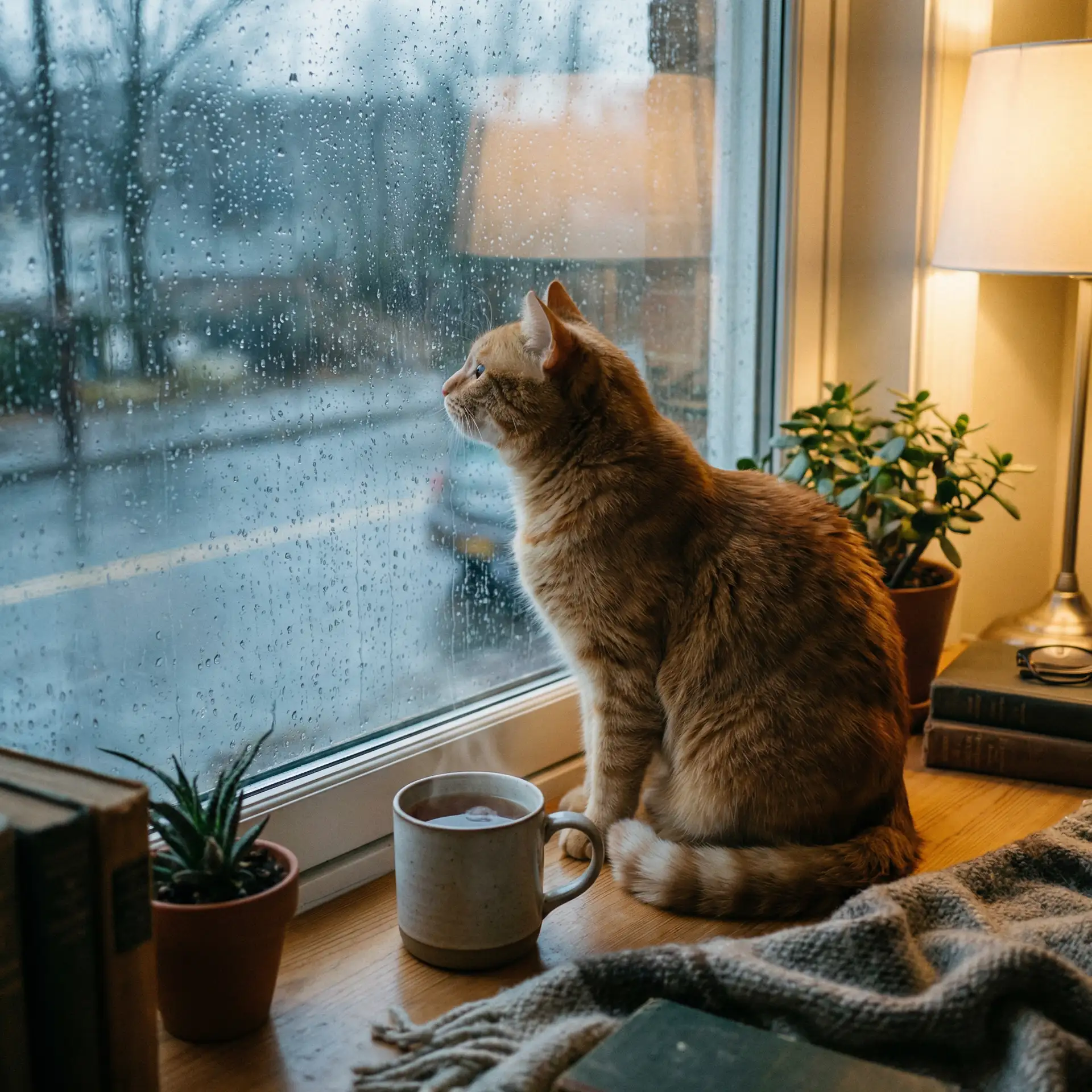 猫咪望着窗外的雨 - 葫芦娃在线观看免费IOS